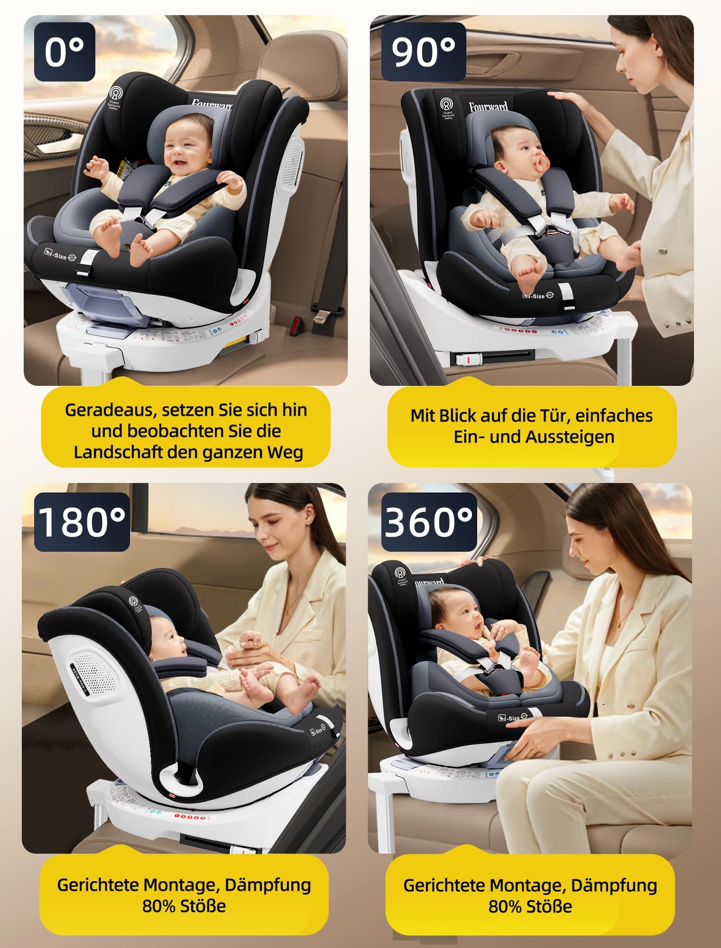 Fourward Baby Autositz Kindersitz 360°drehbar