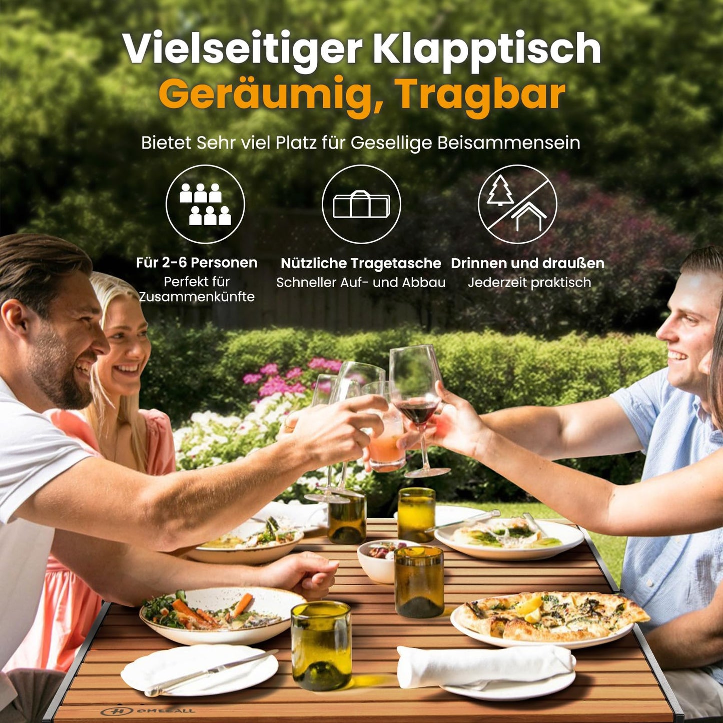 Nature Klappbar Camping Tisch 100KG für 6 Personen – 118x70CM