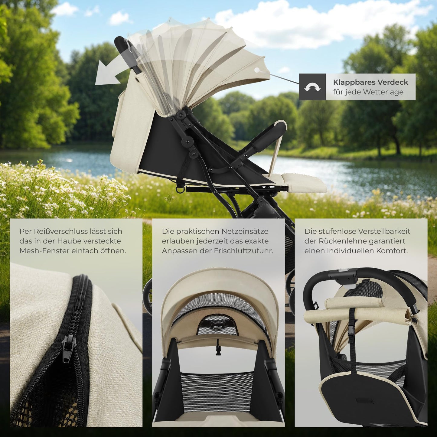 tectake® Buggy Kinderwagen von 0 bis 3 Jahre