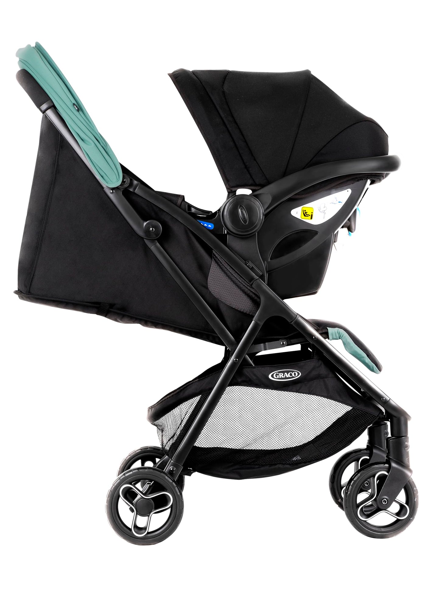 Graco Myavo™ Reisebuggy, ab Geburt bis ca. 4 Jahre (bis 22 kg), leicht, schnell zusammenklappbar, zusammengeklappt freistehend, großer Staukorb, inkl. Regenverdeck, Mint