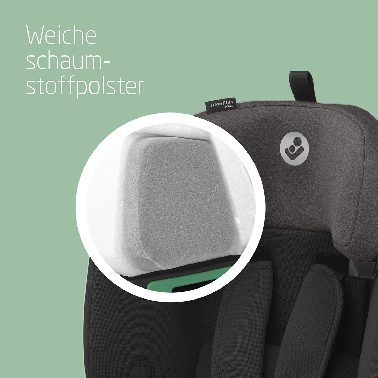 Maxi-Cosi Titan Plus i-Size, mitwachsender Kinderautositz, 15 Monat-12 Jahre (76-150 cm), G-CELL-Seitenaufprallschutz, 4 Liegepositionen, weiche Schaumstoffpolster in Kopfstütze, Authentic Black