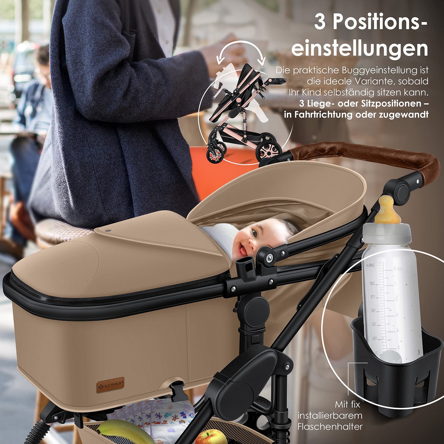 KESSER® Loops 3 in 1 Kinderwagen Kombikinderwagen Komplett-Set