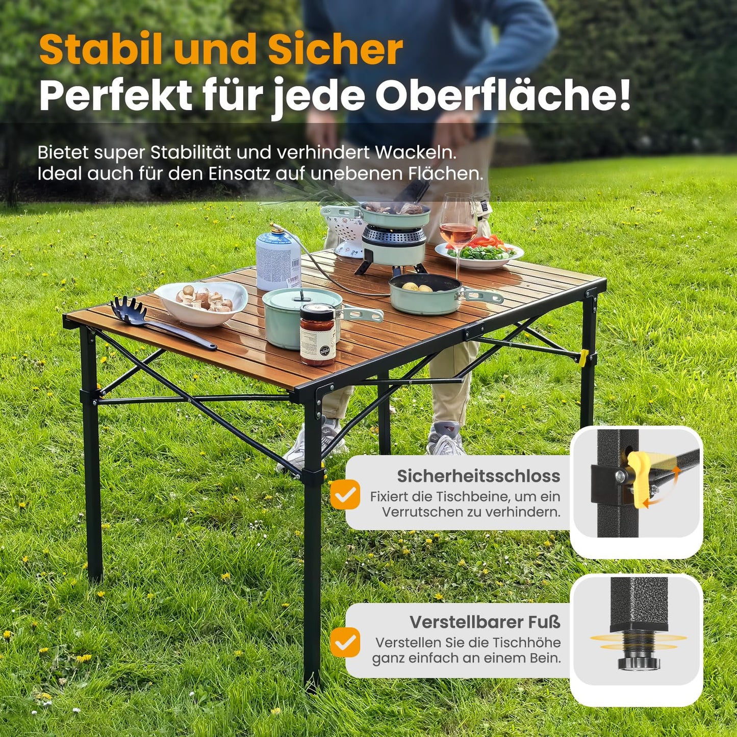 Nature Klappbar Camping Tisch 100KG für 6 Personen – 118x70CM