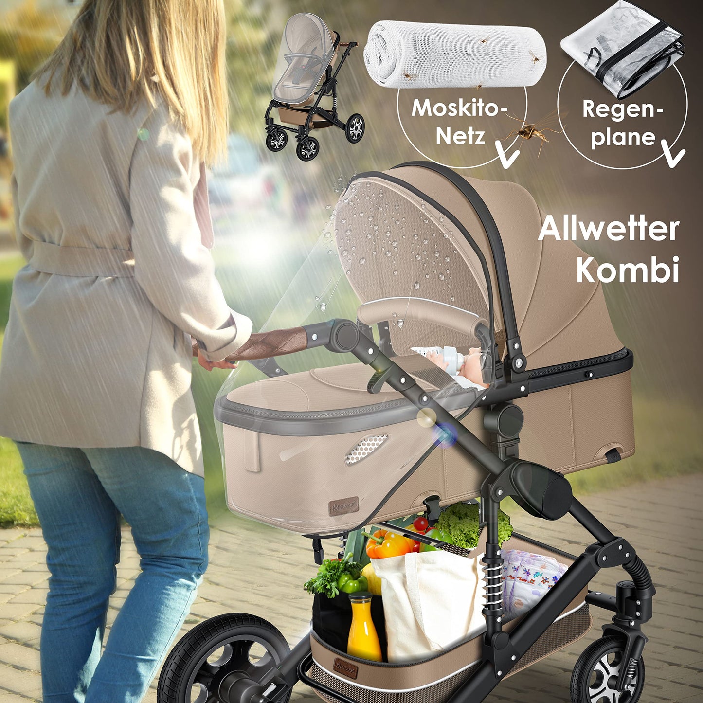 KESSER® Loops 3 in 1 Kinderwagen Kombikinderwagen Komplett-Set