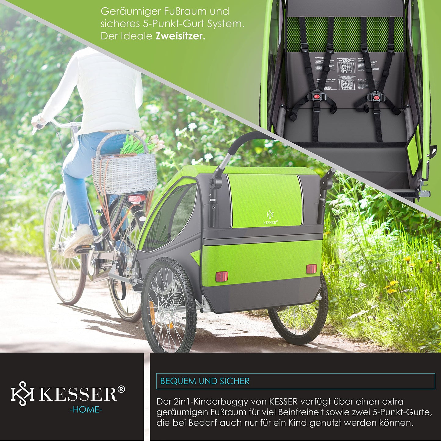 KESSER® Kinderanhänger Fahrradanhänger