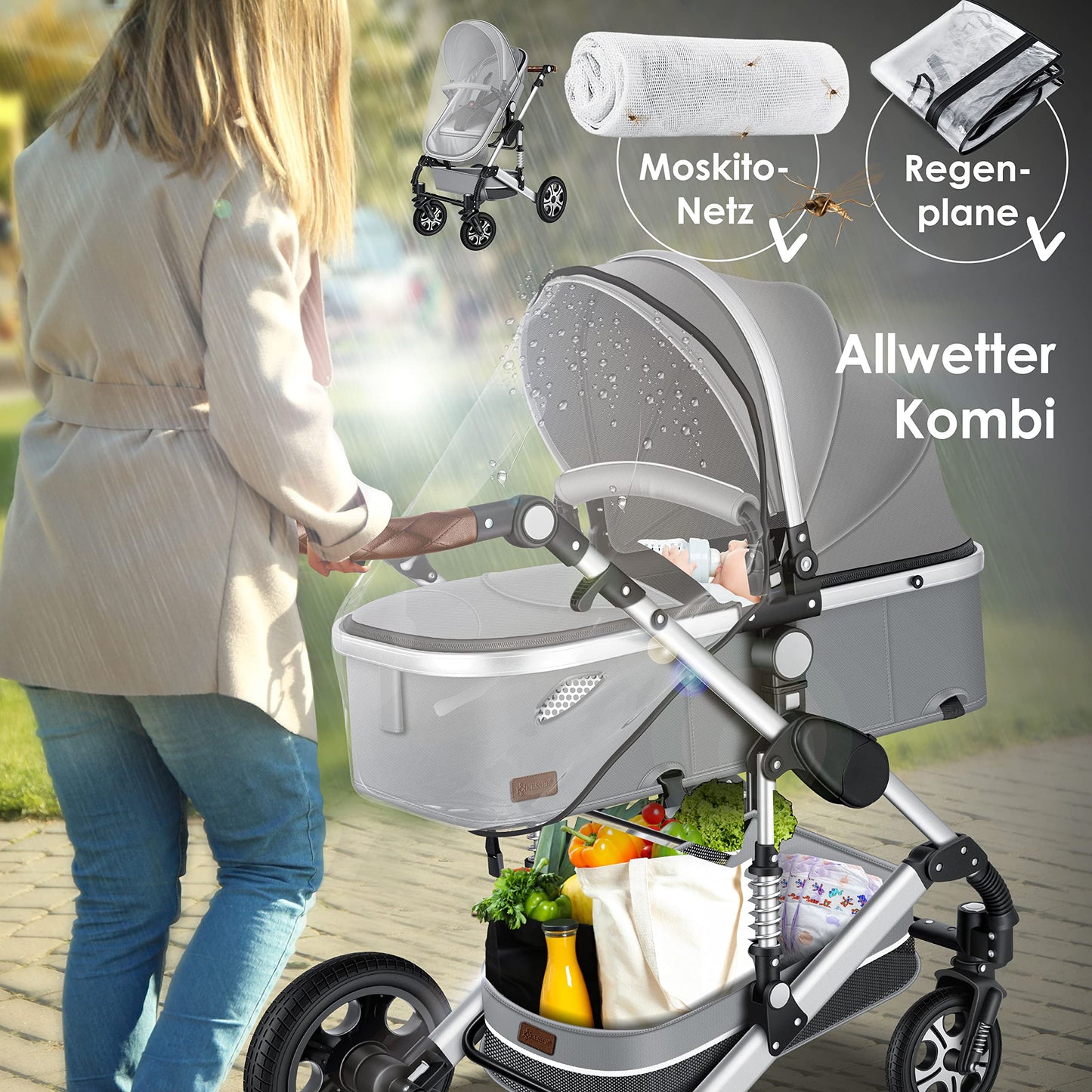 KESSER® Loops 3 in 1 Kinderwagen Kombikinderwagen Komplett-Set