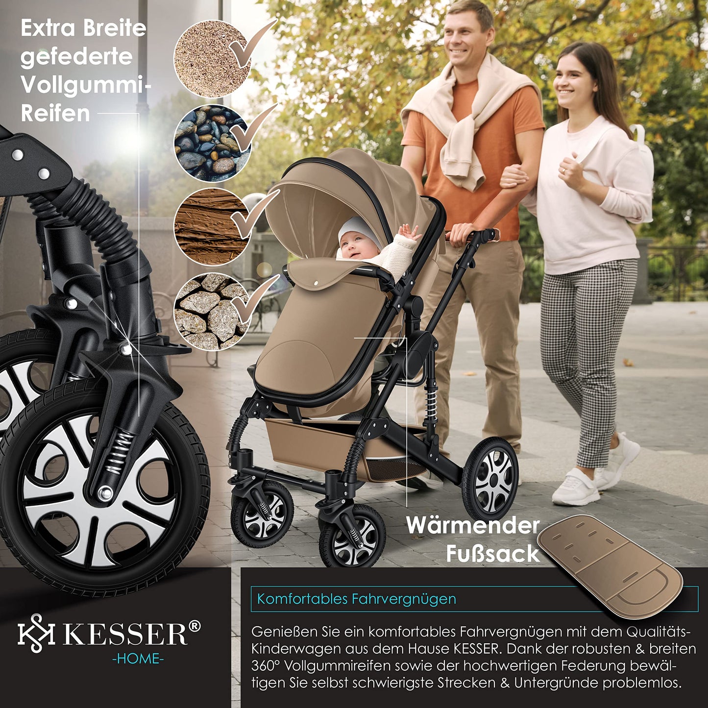 KESSER® Loops 3 in 1 Kinderwagen Kombikinderwagen Komplett-Set
