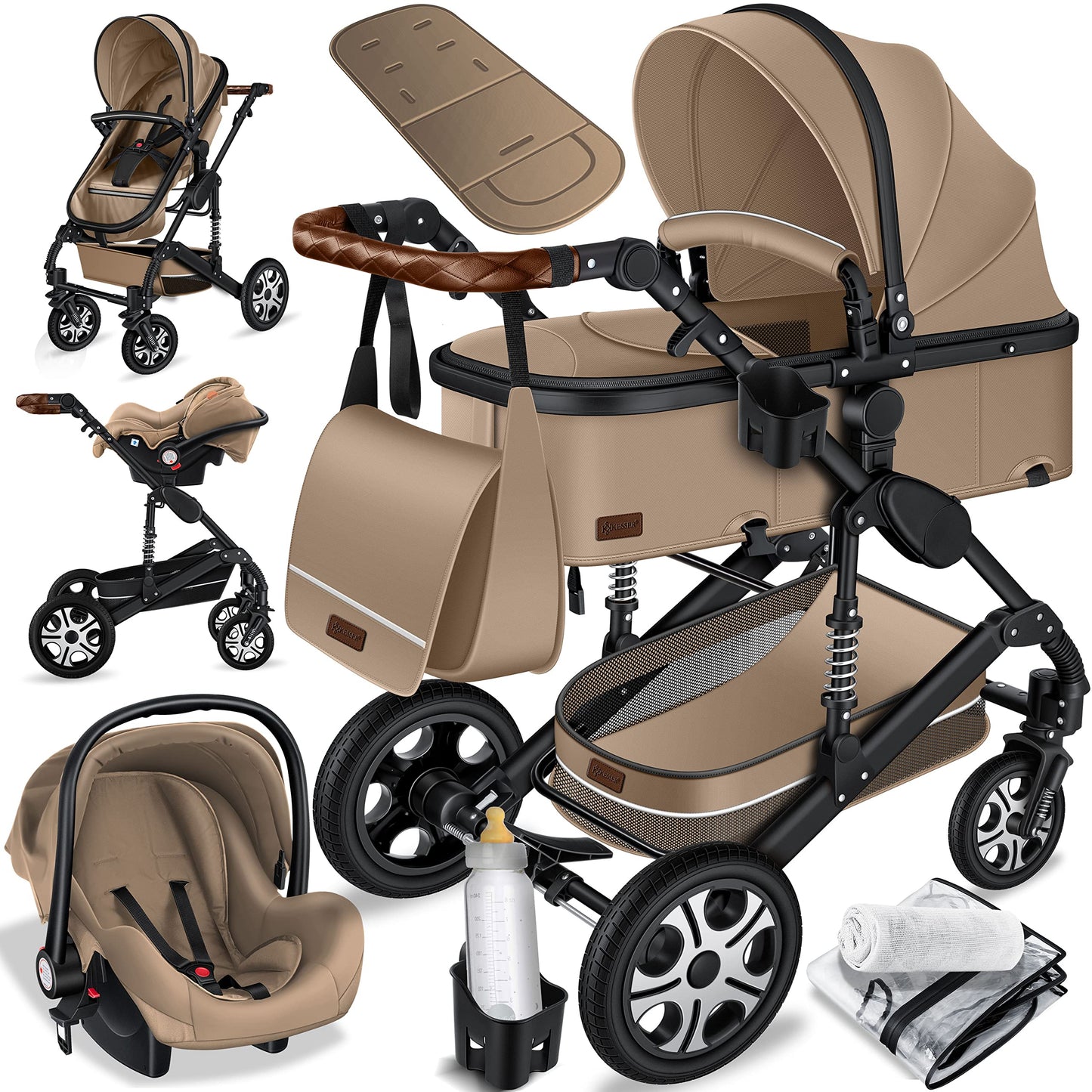 KESSER® Loops 3 in 1 Kinderwagen Kombikinderwagen Komplett-Set