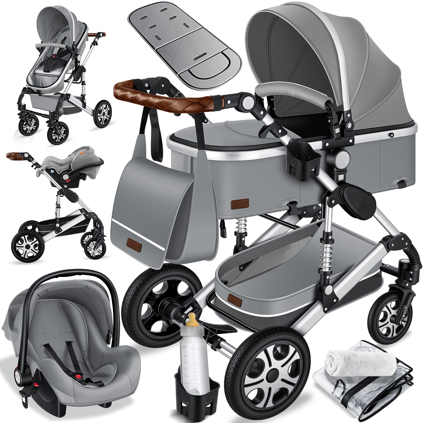 KESSER® Loops 3 in 1 Kinderwagen Kombikinderwagen Komplett-Set